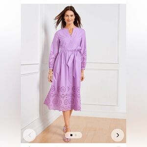 Talbots | Purple Eyelet Midi Dress